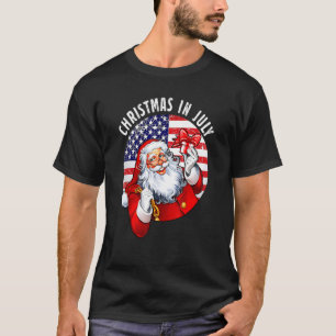 Kerstmis in juli Santa Hat Verenigde Staten Flag S T-shirt