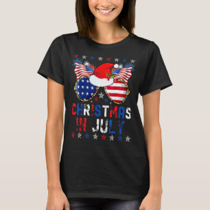 Kerstmis in juli Santa Hat Zonnebril 4e zomer T-shirt