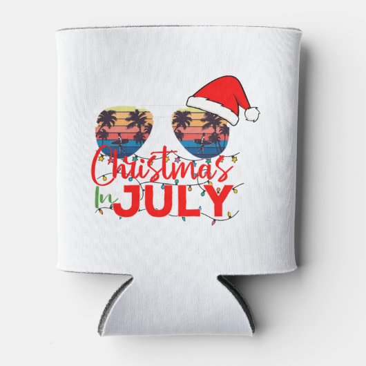 Kerstmis in juli Santa Hat Zonnebril Strand Blikjeskoeler (Voorkant)