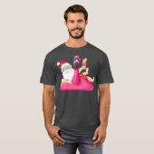 Kerstmis in juli Santa Hawaii Flamingo Summer T-shirt (Voorkant volledig)