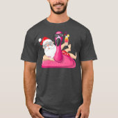 Kerstmis in juli Santa Hawaii Flamingo Summer T-shirt (Voorkant)