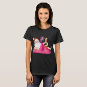 Kerstmis in juli Santa Hawaii Flamingo Summer Vac T-shirt (Voorkant volledig)