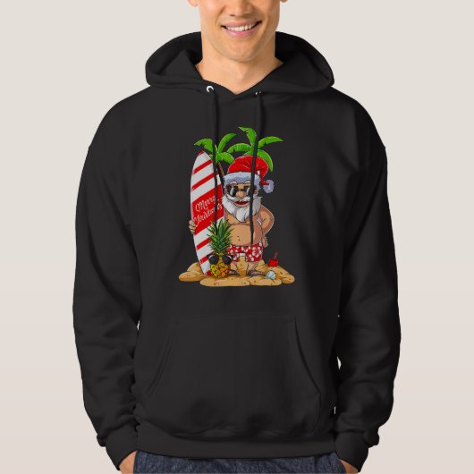 Kerstmis in juli Santa Hawaii Surfen Zomer Chris Hoodie (Voorkant)