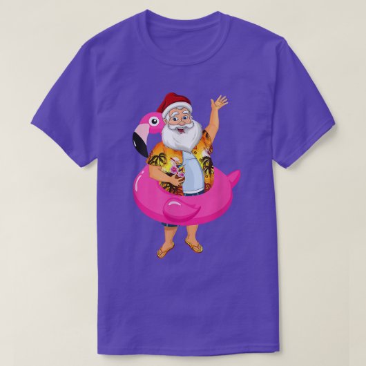 Kerstmis in juli Santa hawaii Zonnebril Flamingo T-shirt (Design voorkant)