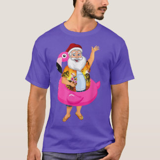 Kerstmis in juli Santa hawaii Zonnebril Flamingo T-shirt