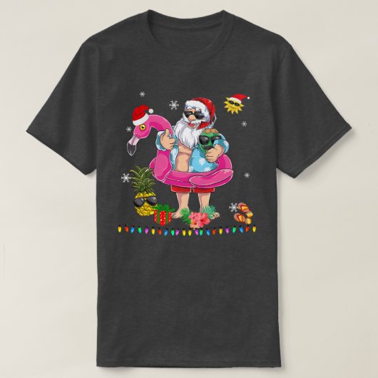 Kerstmis in juli Santa hawaii Zonnebril Flamingo T-shirt (Design voorkant)