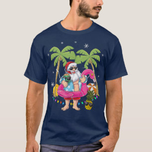 Kerstmis in juli Santa hawaii Zonnebril Flamingo T-shirt