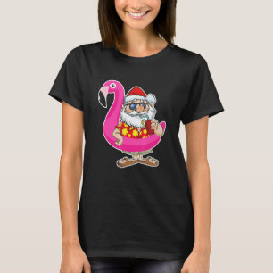 Kerstmis in juli Santa Hawaii zonnebril Flamingo T-shirt