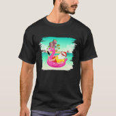 Kerstmis in juli Santa Hawaii zonnebril Flamingo T-shirt (Voorkant)