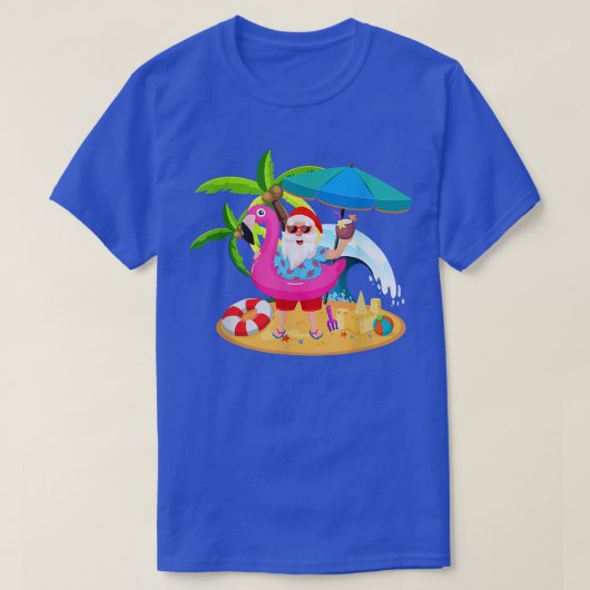 Kerstmis in juli Santa hawaii Zonnebril Flamingo T-shirt (Design voorkant)