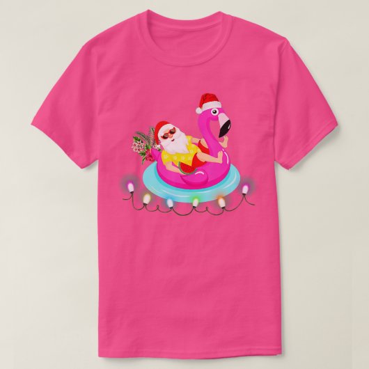 Kerstmis in juli Santa Hawaii zonnebril Flamingo T-shirt (Design voorkant)