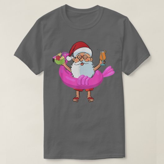 Kerstmis in juli Santa Hawaii zonnebril Flamingo T-shirt (Design voorkant)