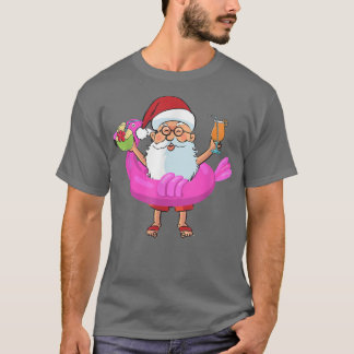 Kerstmis in juli Santa Hawaii zonnebril Flamingo T-shirt