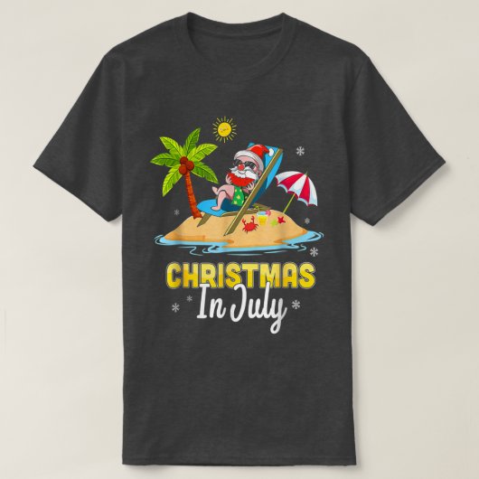 Kerstmis in juli Santa Hawaiian Beach Summer Vaca T-shirt (Design voorkant)