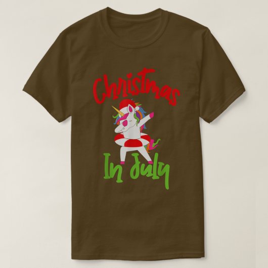 Kerstmis in juli Santa Hawaiian Dabbing Unicorn F T-shirt (Design voorkant)