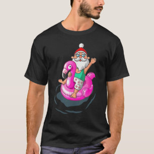 Kerstmis in juli Santa Hawaiian Flamingo Summer S T-shirt