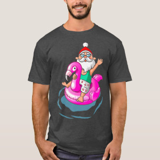Kerstmis in juli Santa Hawaiian flamingo Summer T-shirt
