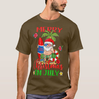Kerstmis in juli Santa Hawaiian Summer Beach Vaca T-shirt