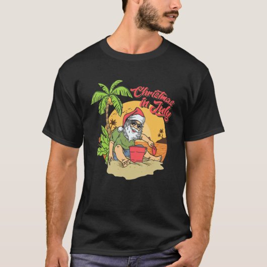 Kerstmis in juli Santa Hawaiian Summer Beach Vaca T-shirt (Voorkant)