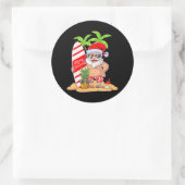 Kerstmis in juli Santa Hawaiian Summer Surf Ronde Sticker (Tas)
