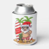 Kerstmis in juli Santa Hawaiian Summer Surf Surfi Blikjeskoeler (Blikje Voorkant)