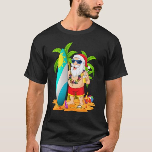 Kerstmis in juli Santa Hawaiian Summer Surf Surfi T-shirt (Voorkant)