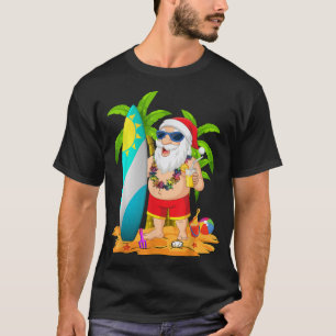 Kerstmis in juli Santa Hawaiian Summer Surf Surfi T-shirt