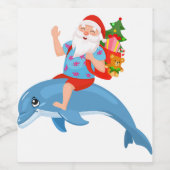 Kerstmis in juli Santa Hawaiian Summer Surf Surfi Wijn Etiket (Enkel label)