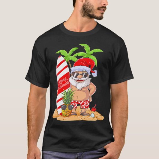 Kerstmis in juli Santa Hawaiian Summer Surf T-shirt (Voorkant)