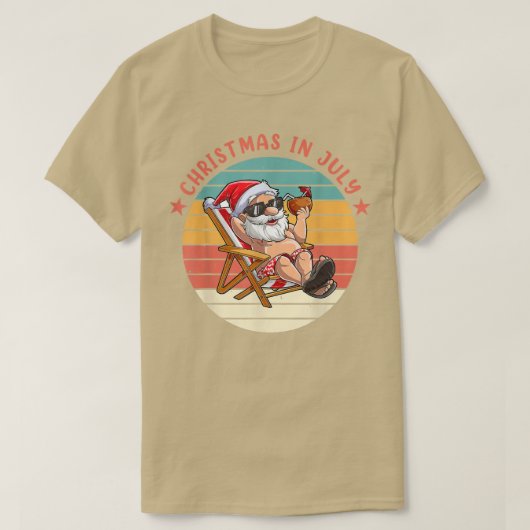 Kerstmis in juli Santa Hawaiian Summer T-shirt (Design voorkant)