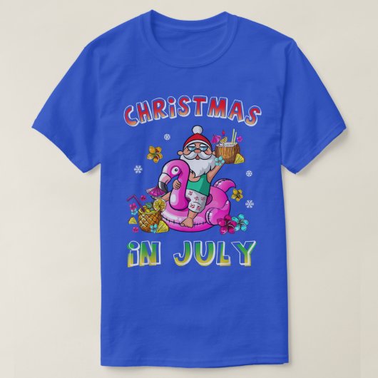 Kerstmis in juli Santa Hawaiian Sunbril Pink F T-shirt (Design voorkant)