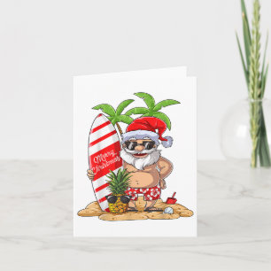 Kerstmis in juli Santa Hawaiian Surfing Gifts Sum Kaart