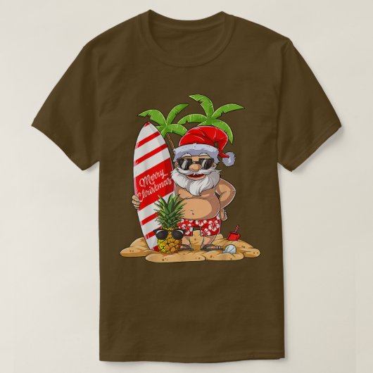 Kerstmis in juli Santa Hawaiian Surfing Gifts Sum T-shirt (Design voorkant)