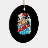 Kerstmis in juli Santa Hawaiian Surfing Keramisch Ornament (Rechts)