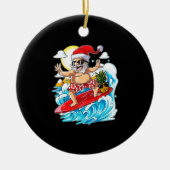 Kerstmis in juli Santa Hawaiian Surfing Keramisch Ornament (Voorkant)