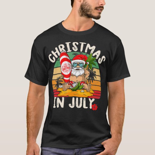 Kerstmis in juli Santa Hawaiian Surfing T-shirt (Voorkant)