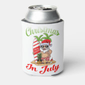 Kerstmis in juli Santa Hawaiian Surfing T Shirt Blikjeskoeler (Blikje Achterkant)