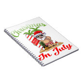 Kerstmis in juli Santa Hawaiian Surfing T Shirt Notitieboek (Rechterzijde)
