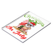 Kerstmis in juli Santa Hawaiian Surfing T Shirt Notitieboek (Linkerzijde)