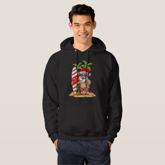 Kerstmis in juli Santa Hawaiian SurfSummer Su Hoodie (Voorkant volledig)