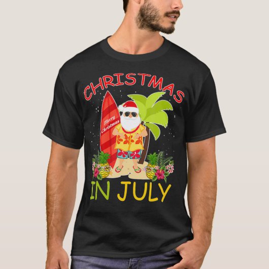 Kerstmis in juli Santa Hawaiian Surfzomer S T-shirt (Voorkant)