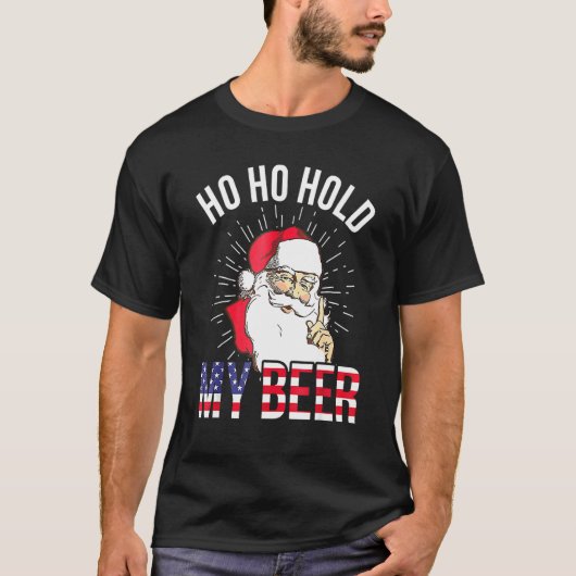 Kerstmis in juli Santa Ho houden mijn bier Amerika T-shirt (Voorkant)