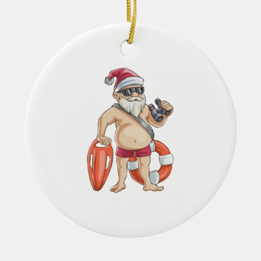 Kerstmis in juli Santa Lifeguard Keramisch Ornament (Voorkant)