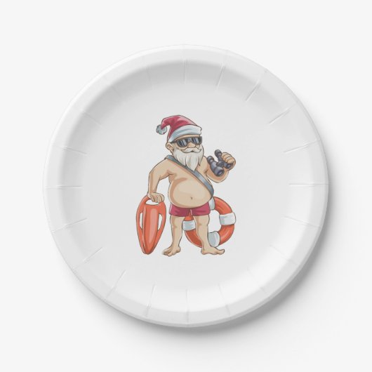 Kerstmis in juli Santa Lifeguard Papieren Bordje (Voorkant)