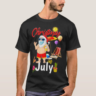 Kerstmis in juli Santa Mask Hawaiian Summer Beach T-shirt