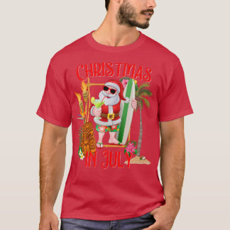 Kerstmis in juli Santa met een Margarita en een Su T-shirt