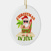 Kerstmis in juli Santa met Surfboard Keramisch Ornament (Rechts)