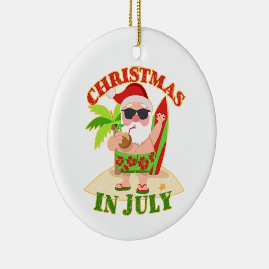 Kerstmis in juli Santa met Surfboard Keramisch Ornament (Rechts)