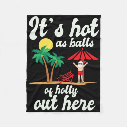 Kerstmis in juli Santa op het strand met palmboom Fleece Deken (Voorkant)