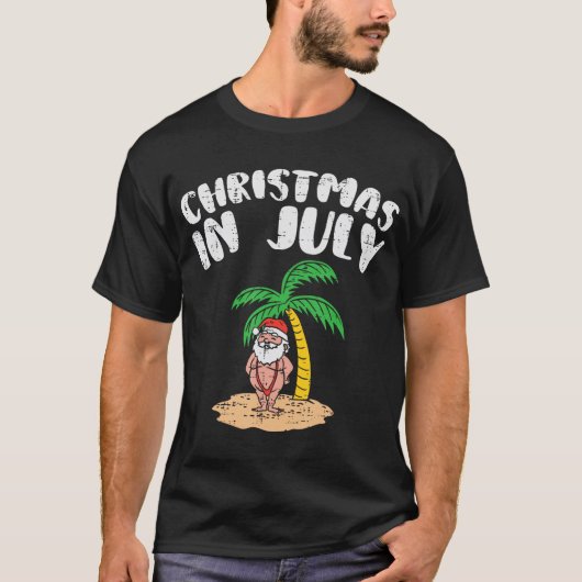 Kerstmis in juli Santa Palm Beach Summer Tro T-shirt (Voorkant)